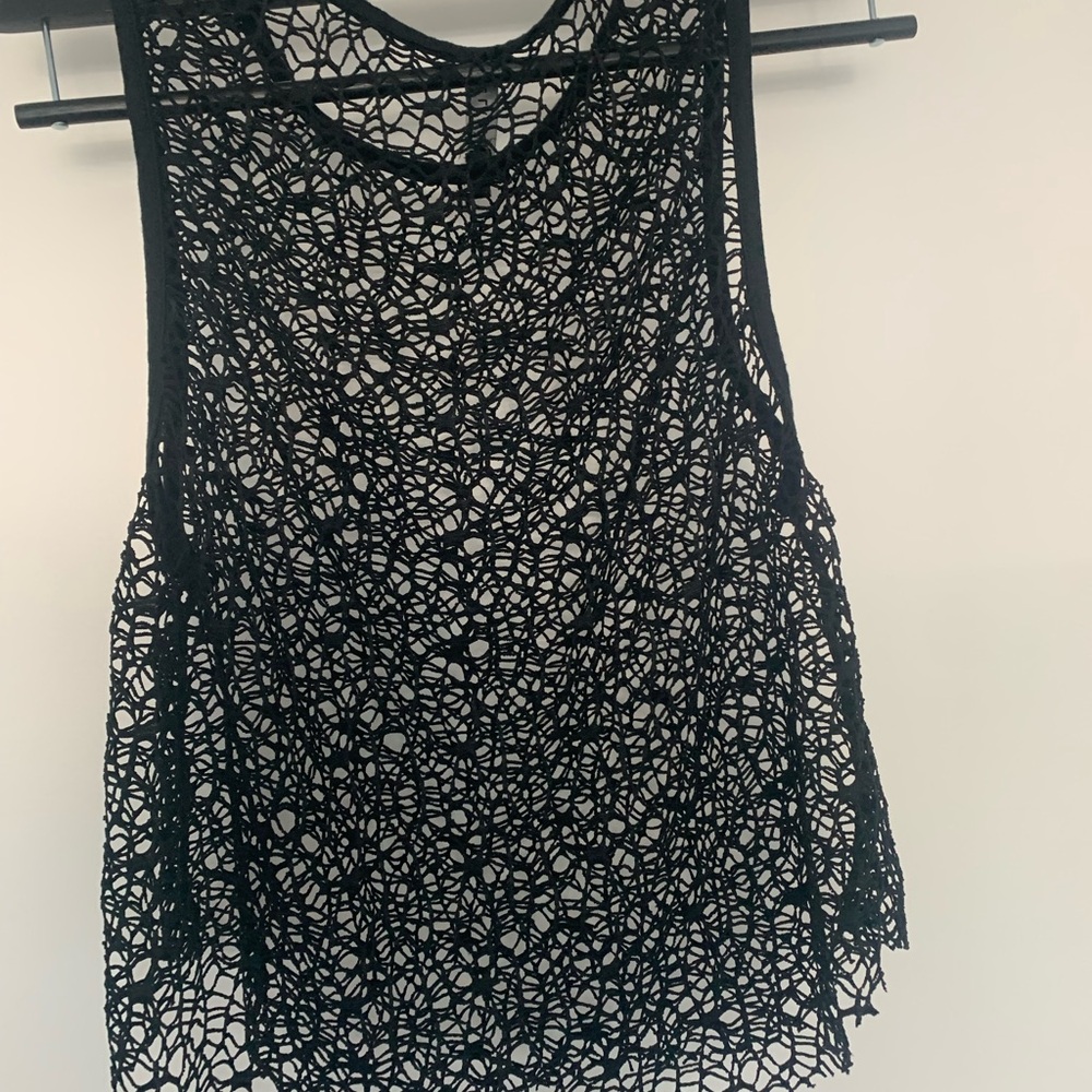 Black and White Cut Out Sleeveless Crop Top
